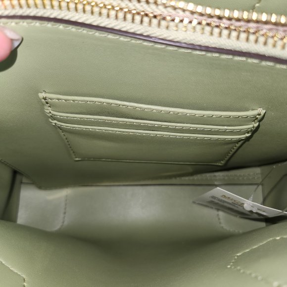 Michael Kors Medium Pebbled Leather Mercer Crossbody Bag Sage Green - Picture 7 of 14